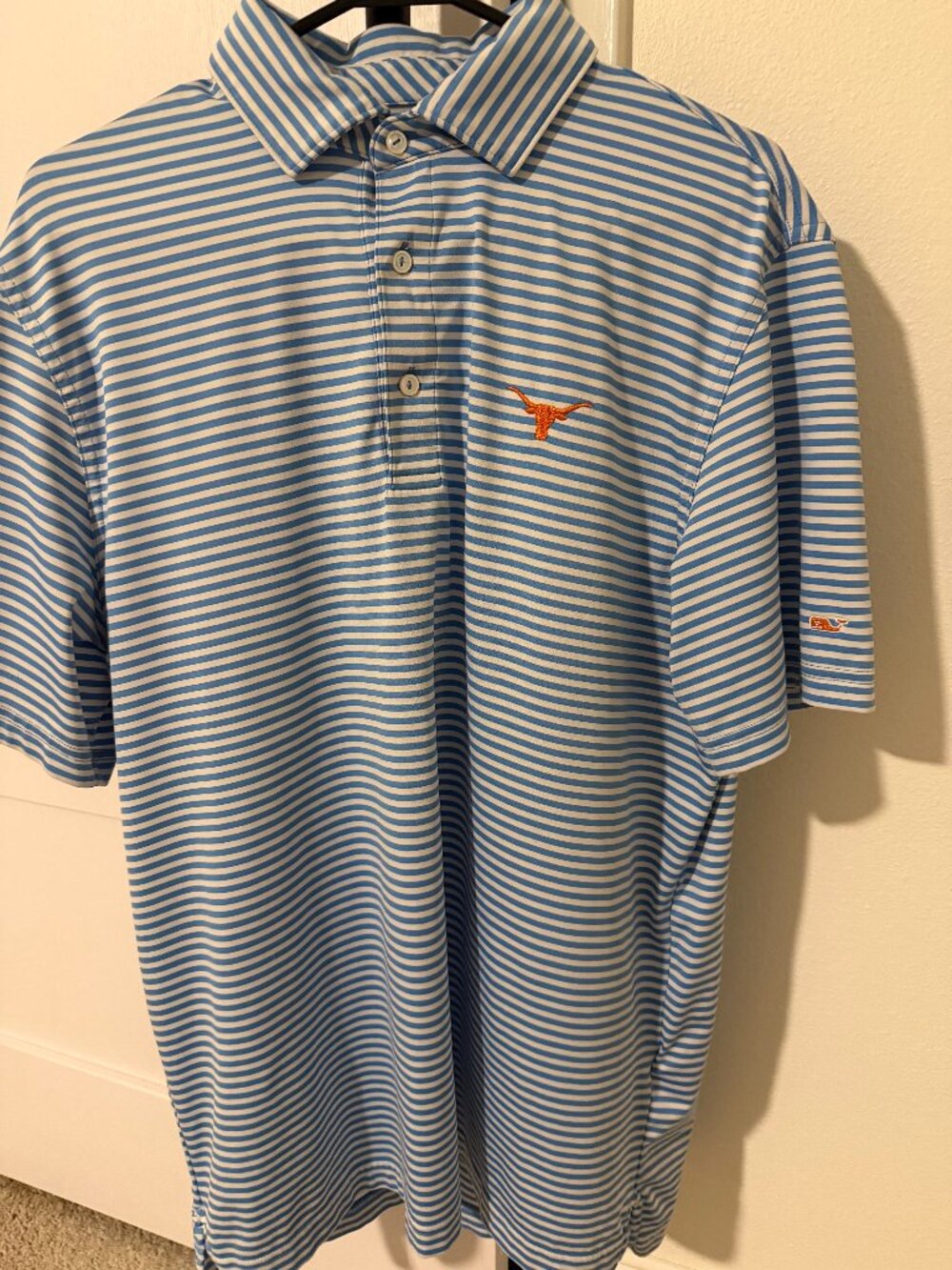 Vineyard Vines Texas Longhorns Performance Polo Men’s Medium Blue White Stripe